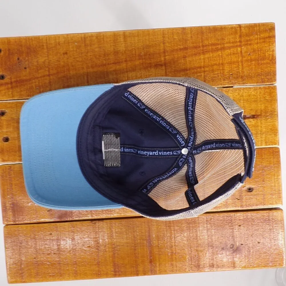 Vineyard Vines 98 Whale Tail Mesh Trucker Blue White Velcro Men's Baseball Hat
